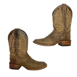 JB Dillon Western Cowboy Boots Size 8 B Womens Brown Leather Square Toe
